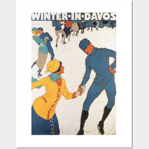 Vintage Travel Poster, Winter in Davos Wall Art by MasterpieceCafe